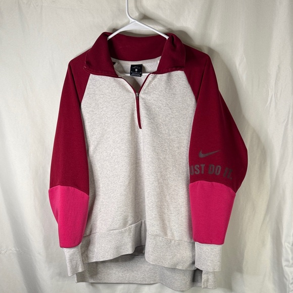 Nike Gray and Red Quarter-Zip Sweatshirt - Picture 1 of 4